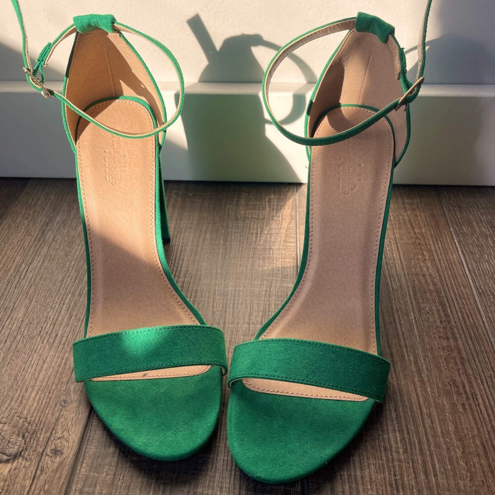 Green Suede Strapped Heels